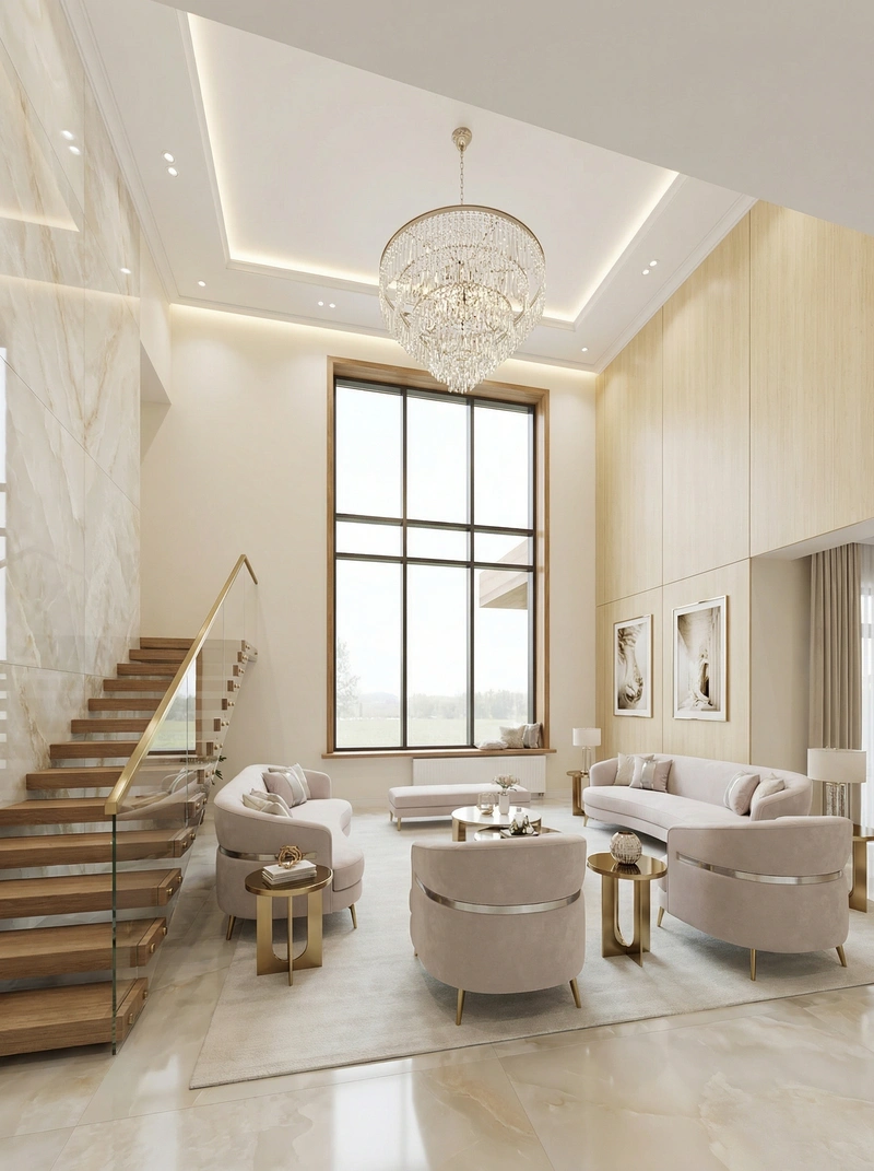 Дизайн гостиной в стиле Неоклассика — фото интерьера от нейросети RoomGPT