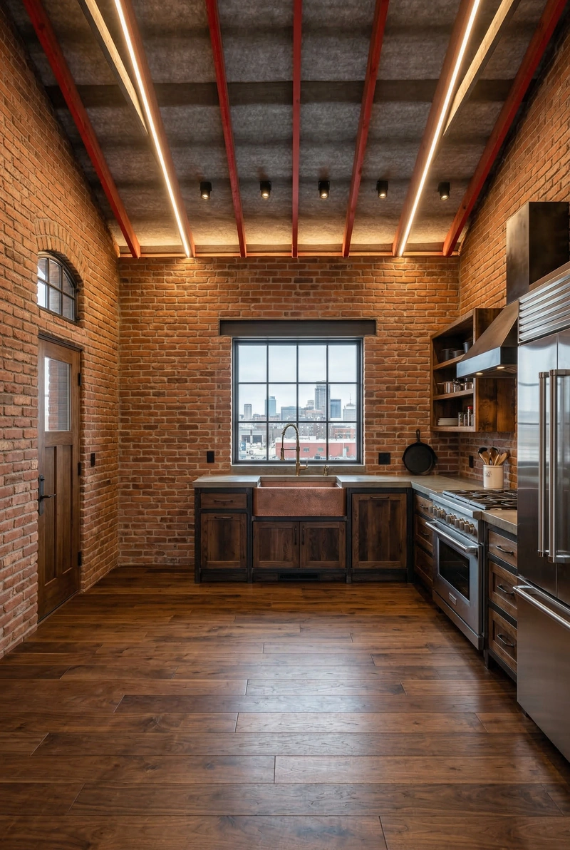Дизайн интерьера в стиле Лофт — Кухня от нейросети RoomGPT