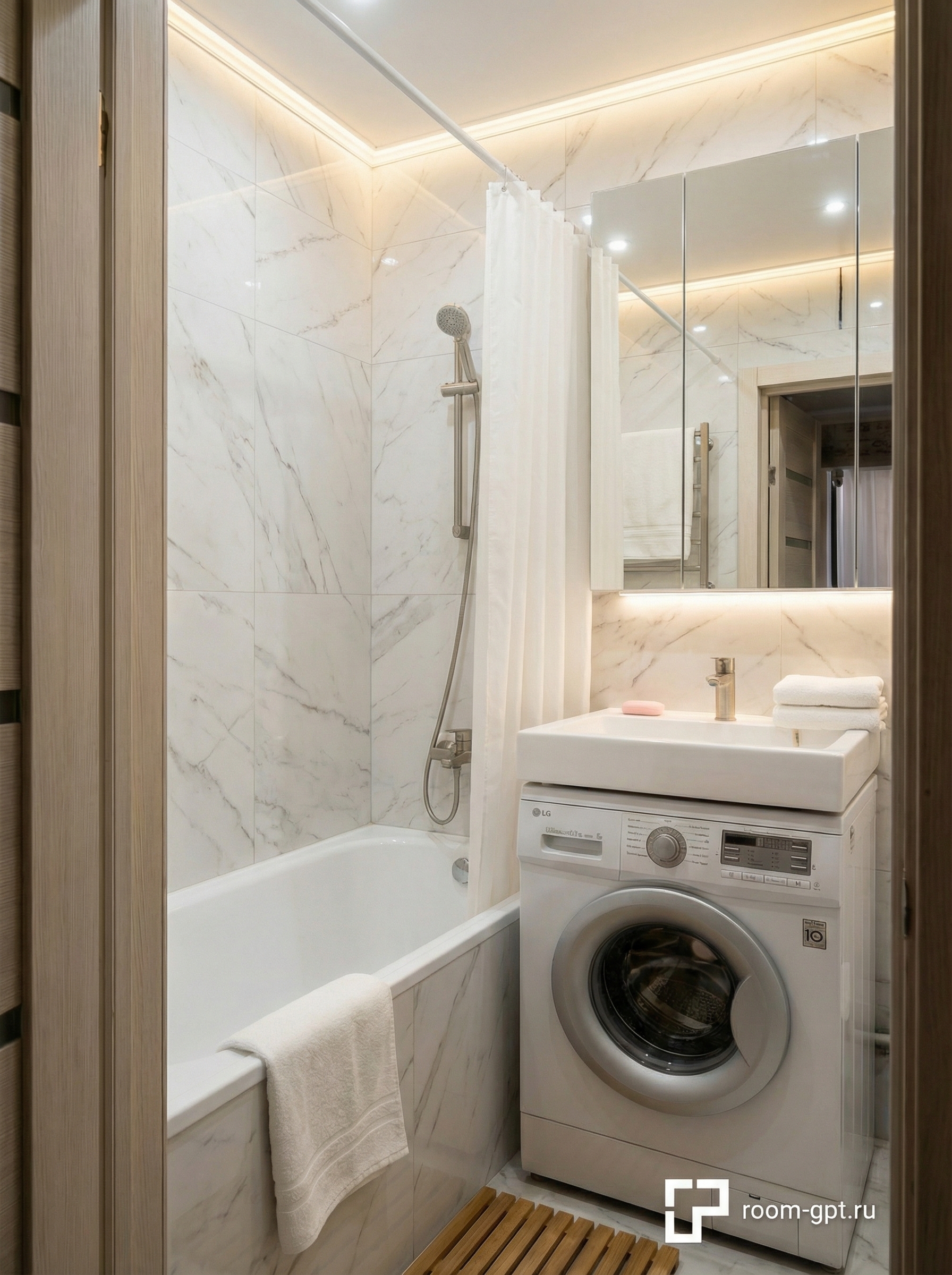 Дизайн ванной в стиле Минимализм — фото интерьера от нейросети RoomGPT