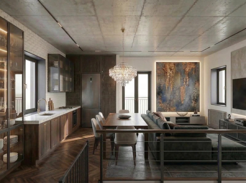 Дизайн интерьера в стиле Лофт — Гостиная от нейросети RoomGPT