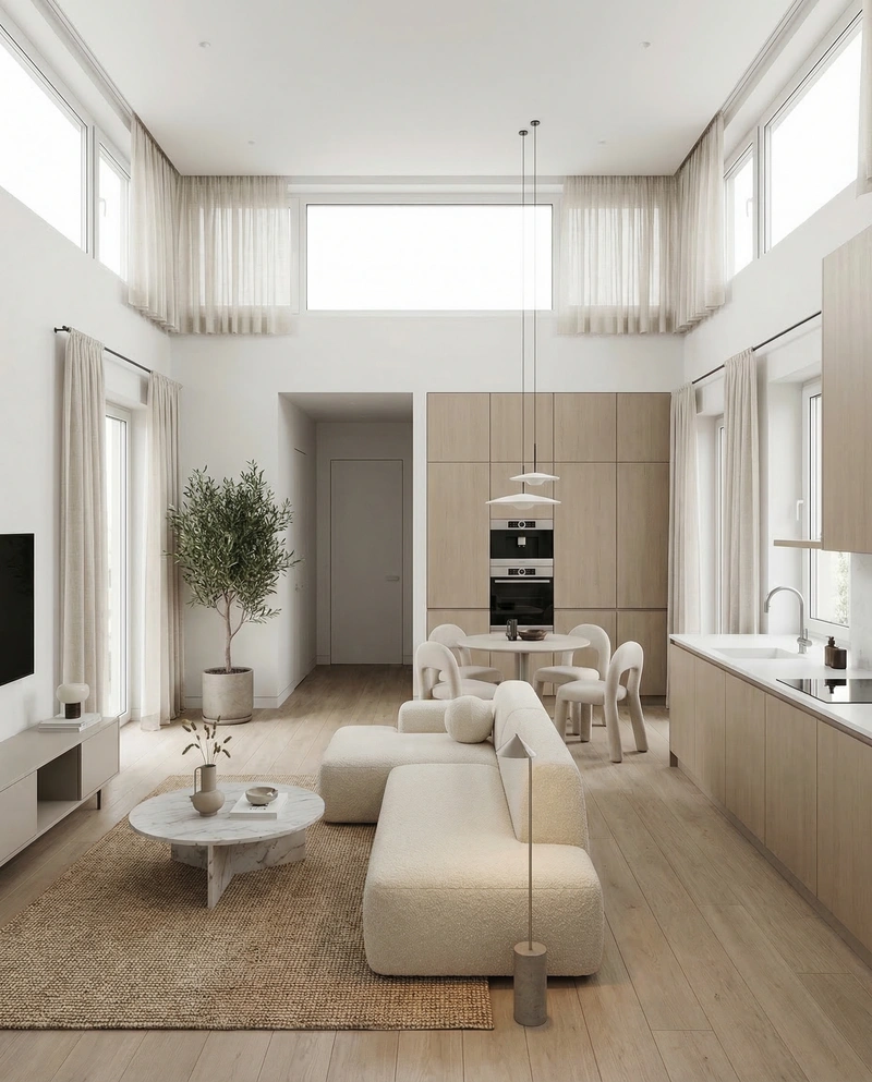 Дизайн интерьера в стиле Минимализм — Гостиная от нейросети RoomGPT