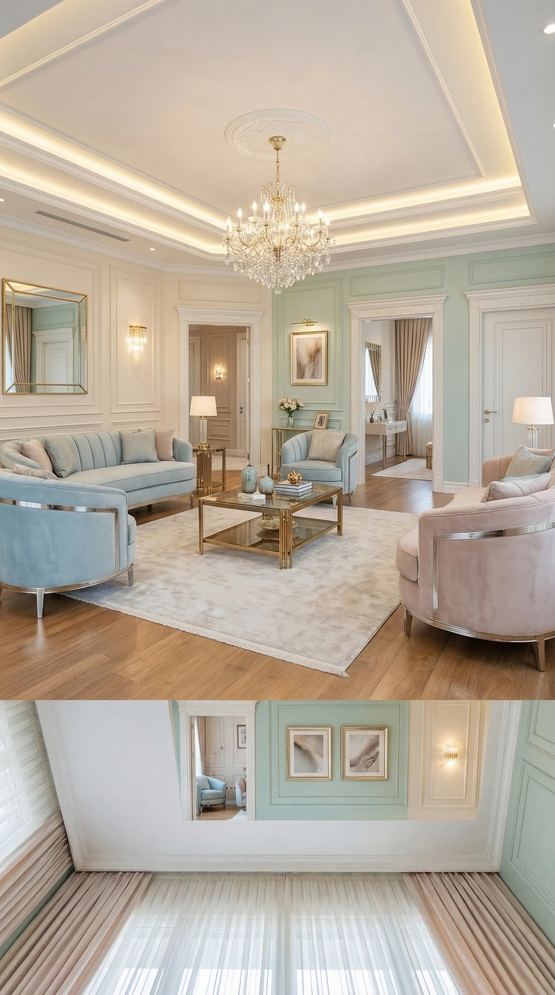 Дизайн гостиной в стиле Неоклассика — фото интерьера от нейросети RoomGPT