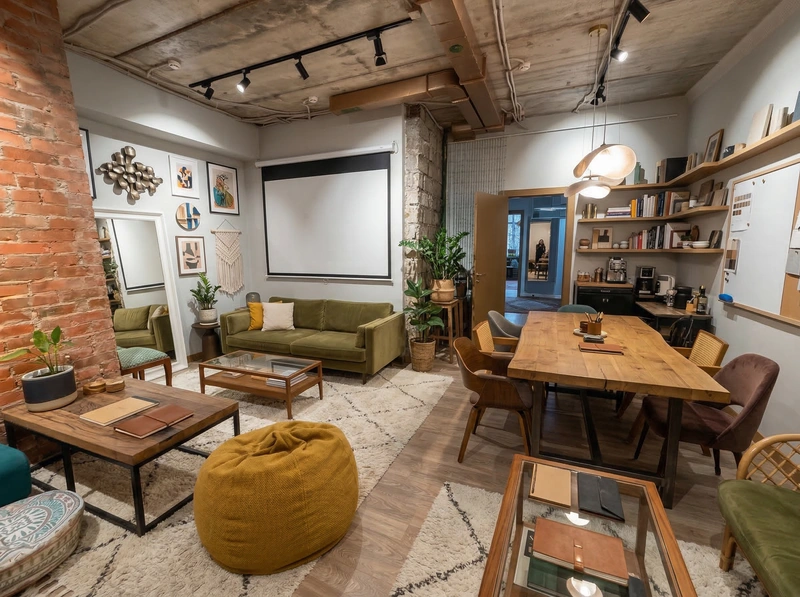 Дизайн гостиной в стиле Эклектика — фото интерьера от нейросети RoomGPT