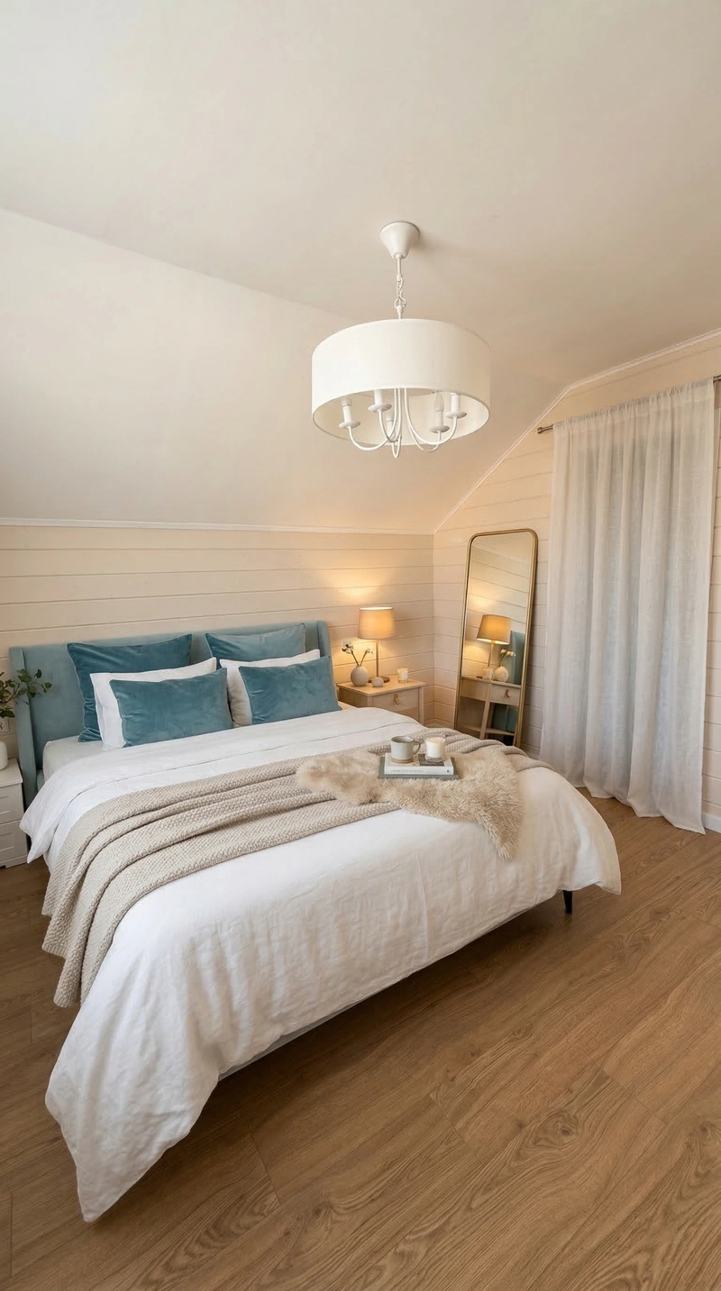 Дизайн спальни в стиле Хюгге — фото интерьера от нейросети RoomGPT
