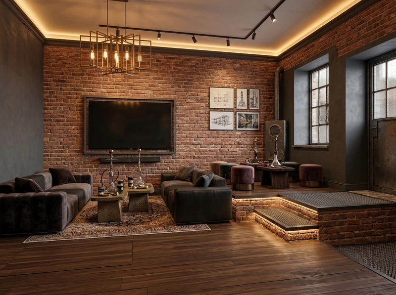 Дизайн гостиной в стиле Лофт — фото интерьера от нейросети RoomGPT