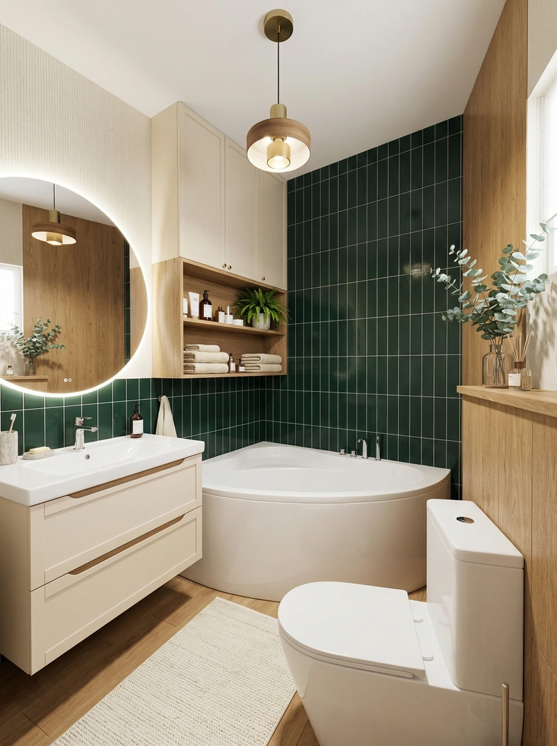 Дизайн ванной в стиле Сканди — фото интерьера от нейросети RoomGPT