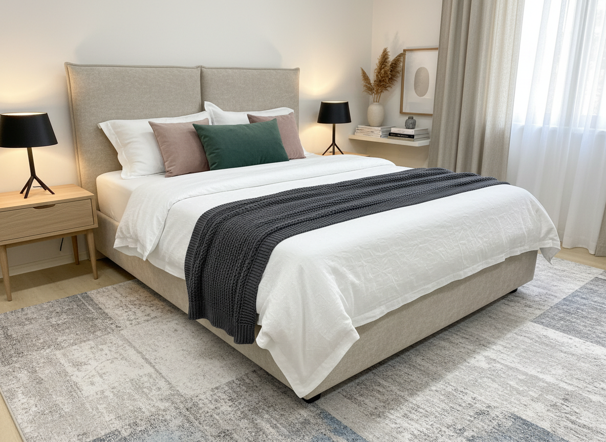 Дизайн спальни в стиле Сканди — фото интерьера от нейросети RoomGPT