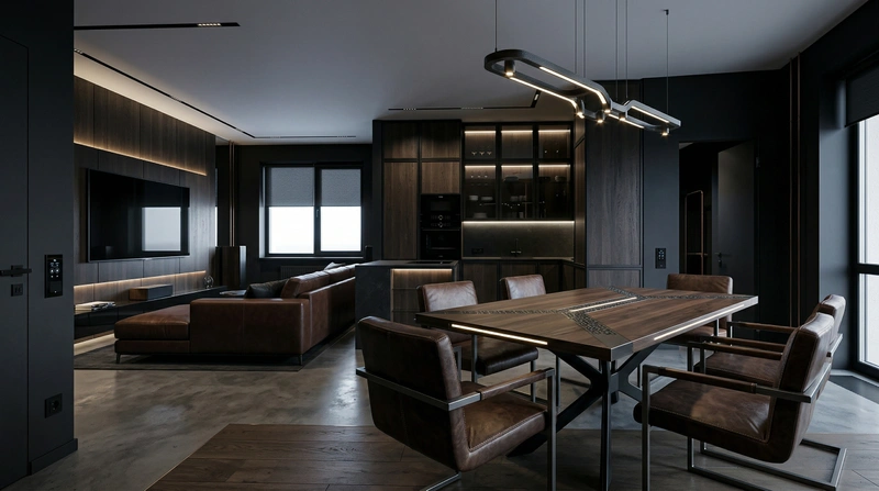 Дизайн гостиной в стиле Блэктэк — фото интерьера от нейросети RoomGPT