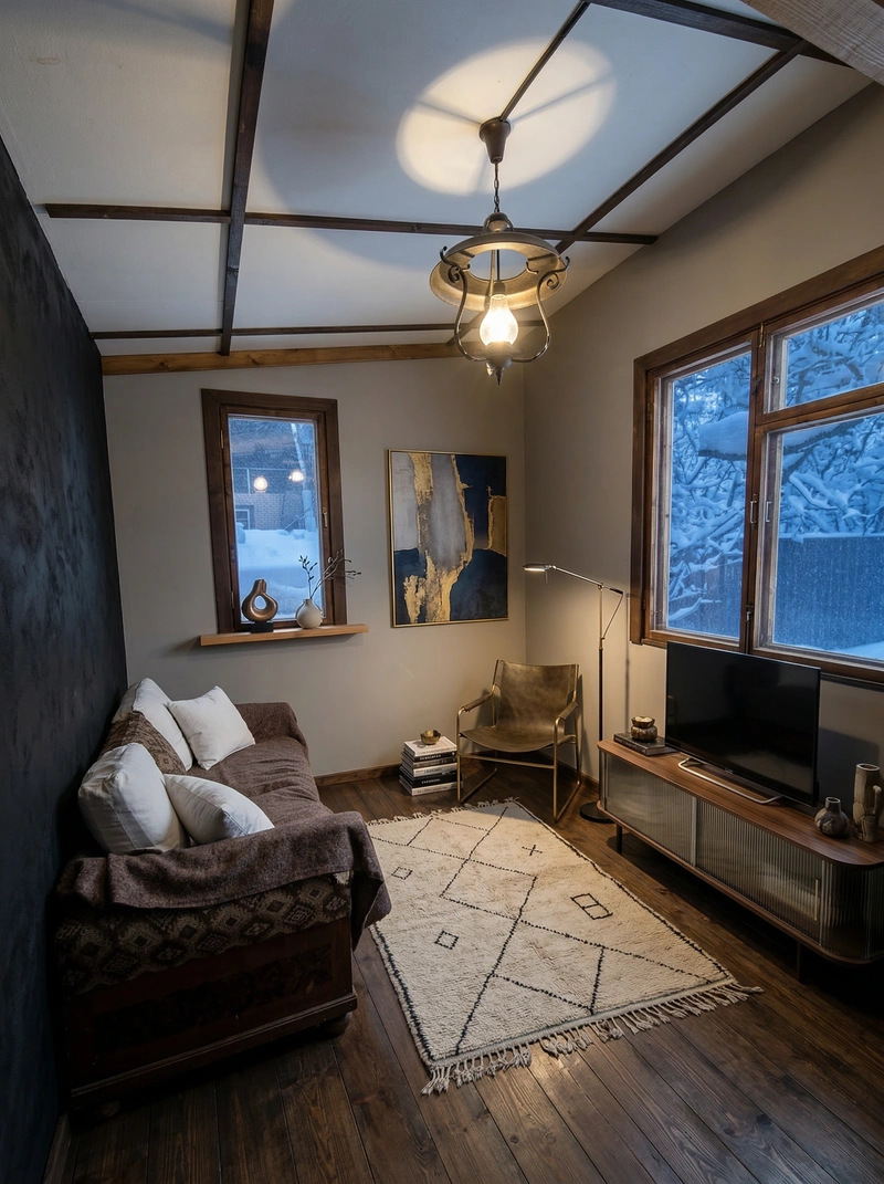 Дизайн интерьера в стиле Эклектика — Гостиная от нейросети RoomGPT