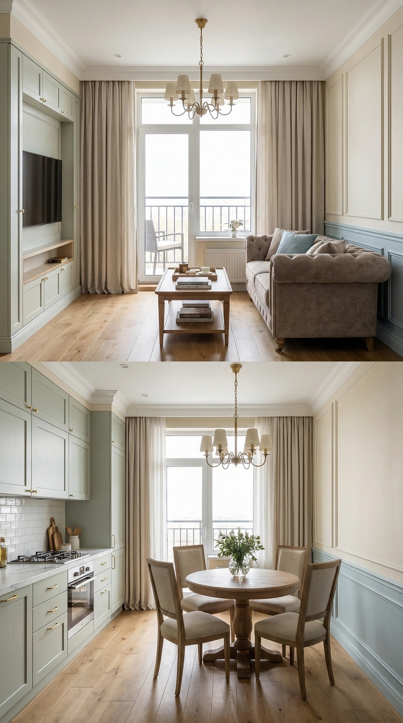 Дизайн кухни в стиле Классика — фото интерьера от нейросети RoomGPT