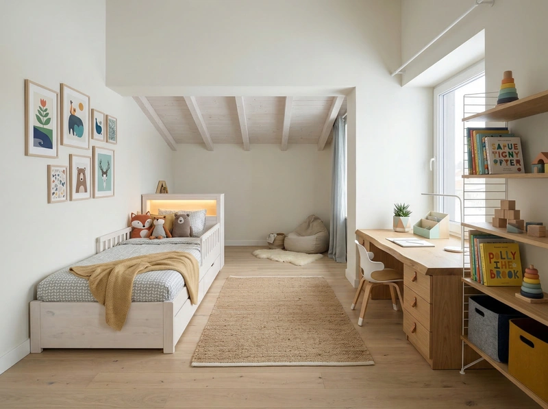 Дизайн детской в стиле Сканди — фото интерьера от нейросети RoomGPT