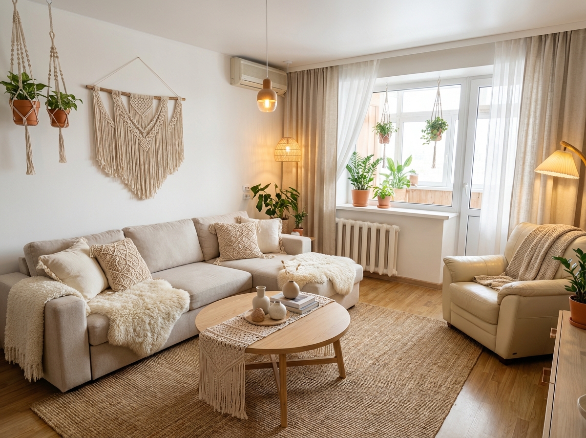 Дизайн гостиной в стиле Сканди — фото интерьера от нейросети RoomGPT