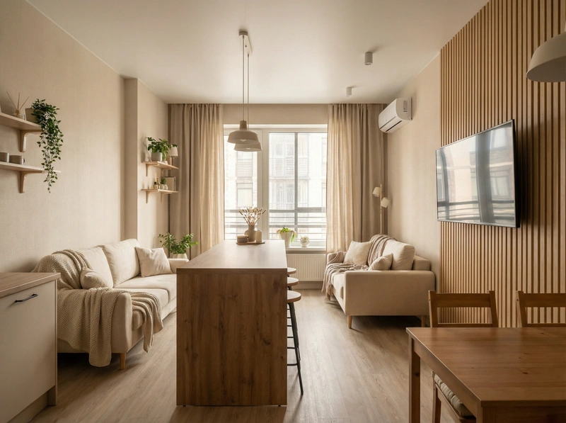 Дизайн интерьера в стиле Хюгге — Кухня от нейросети RoomGPT