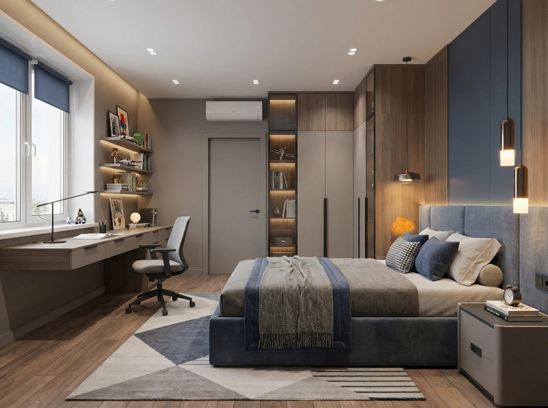 Дизайн интерьера в стиле Контемпорари — Спальня от нейросети RoomGPT