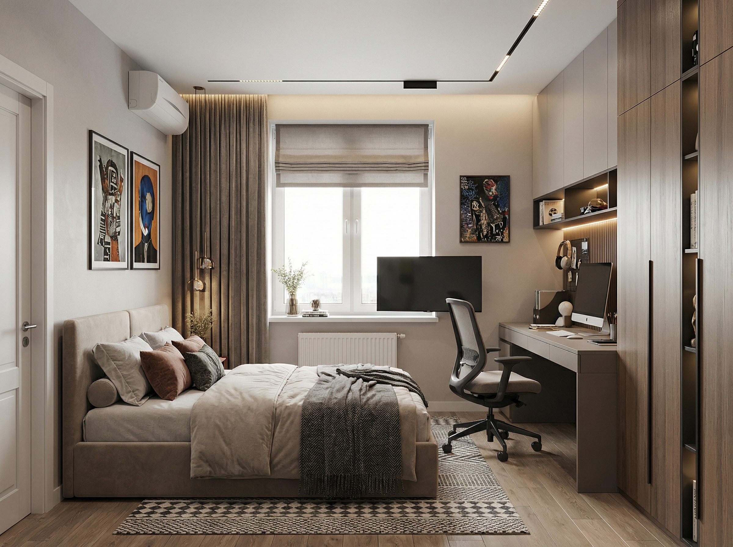 Дизайн спальни в стиле Эклектика — фото интерьера от нейросети RoomGPT