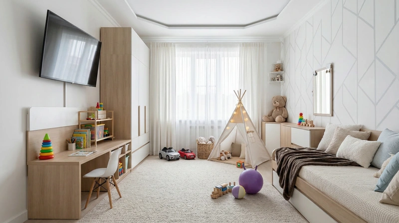 Дизайн детской в стиле Хюгге — фото интерьера от нейросети RoomGPT