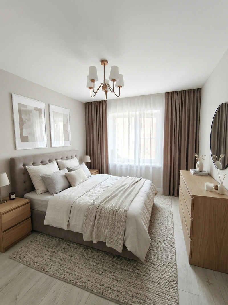 Дизайн интерьера в стиле Сканди — Спальня от нейросети RoomGPT