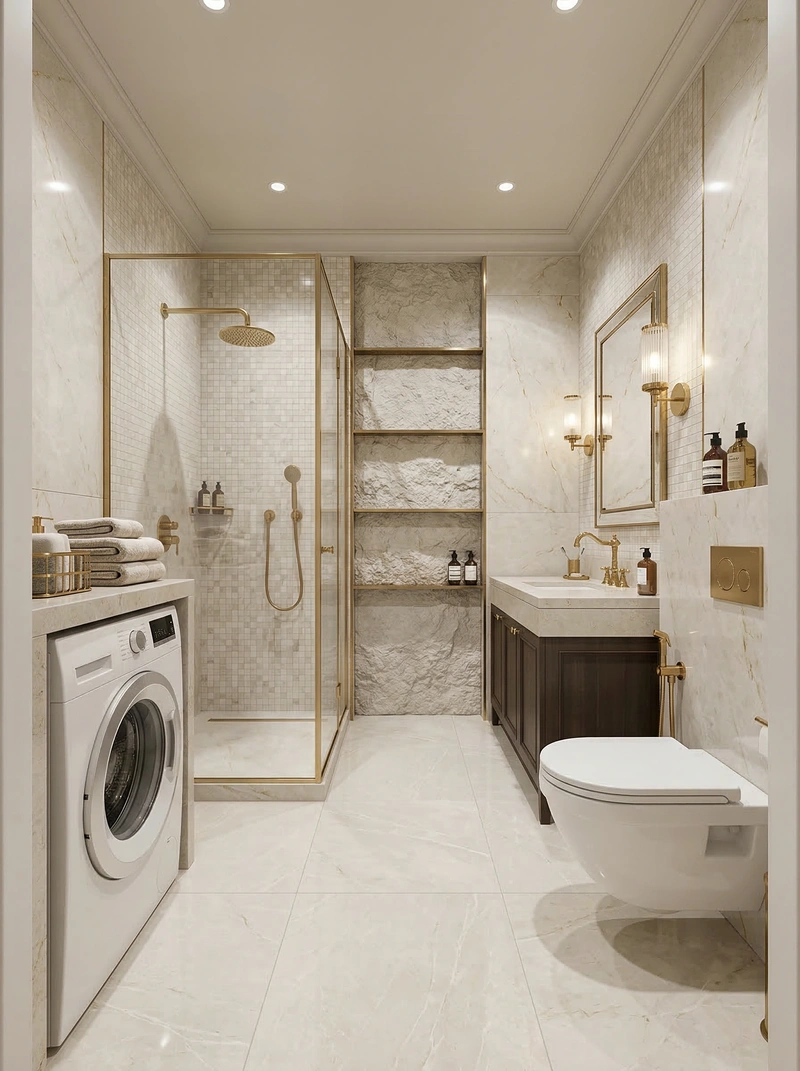 Дизайн ванной в стиле Классика — фото интерьера от нейросети RoomGPT