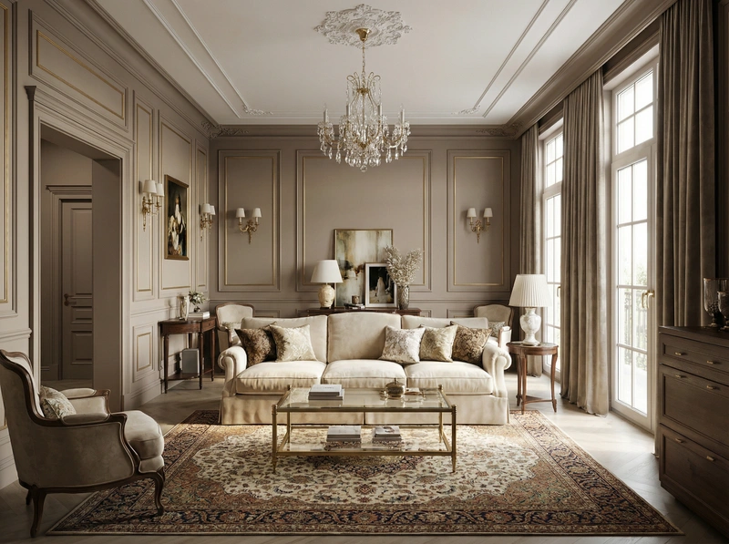 Дизайн интерьера в стиле Классика — Гостиная от нейросети RoomGPT