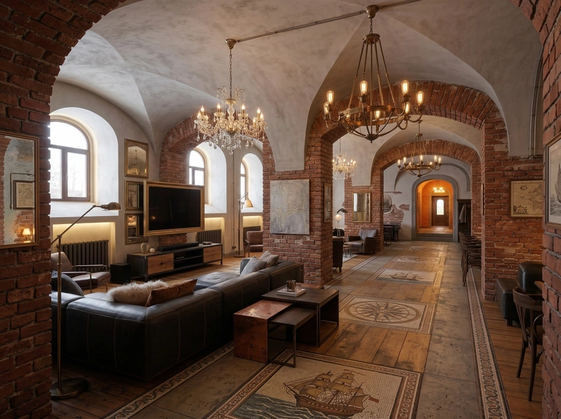 Дизайн гостиной в стиле Лофт — фото интерьера от нейросети RoomGPT