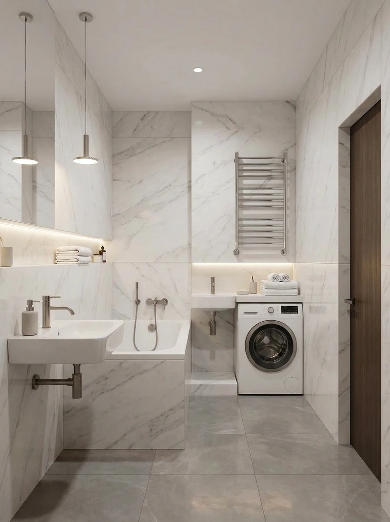 Дизайн интерьера в стиле Минимализм — Ванная от нейросети RoomGPT