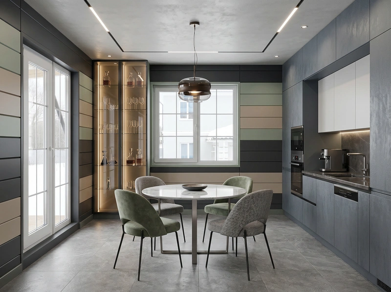 Дизайн интерьера в стиле Контемпорари — Кухня от нейросети RoomGPT