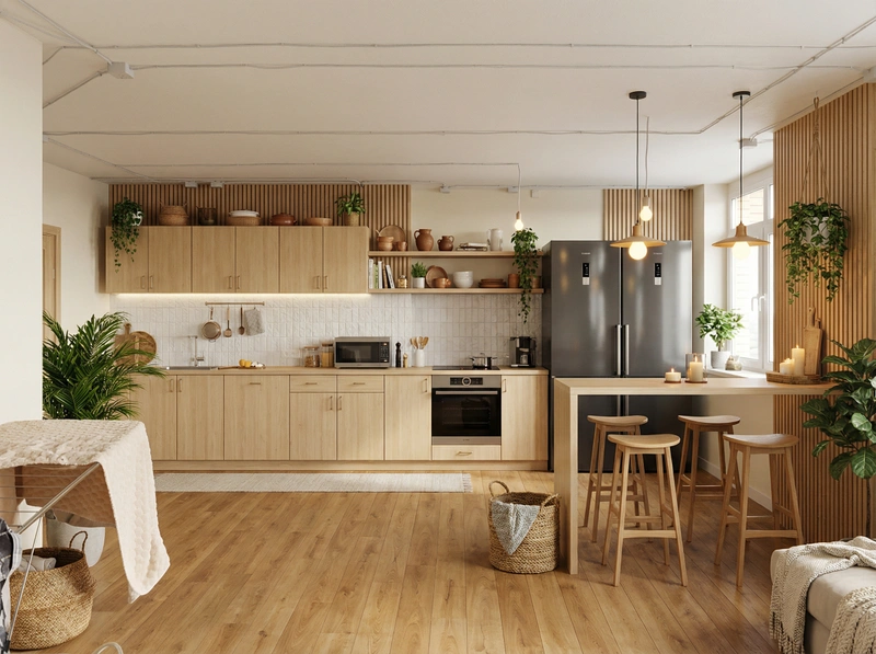 Дизайн интерьера в стиле Хюгге — Кухня от нейросети RoomGPT
