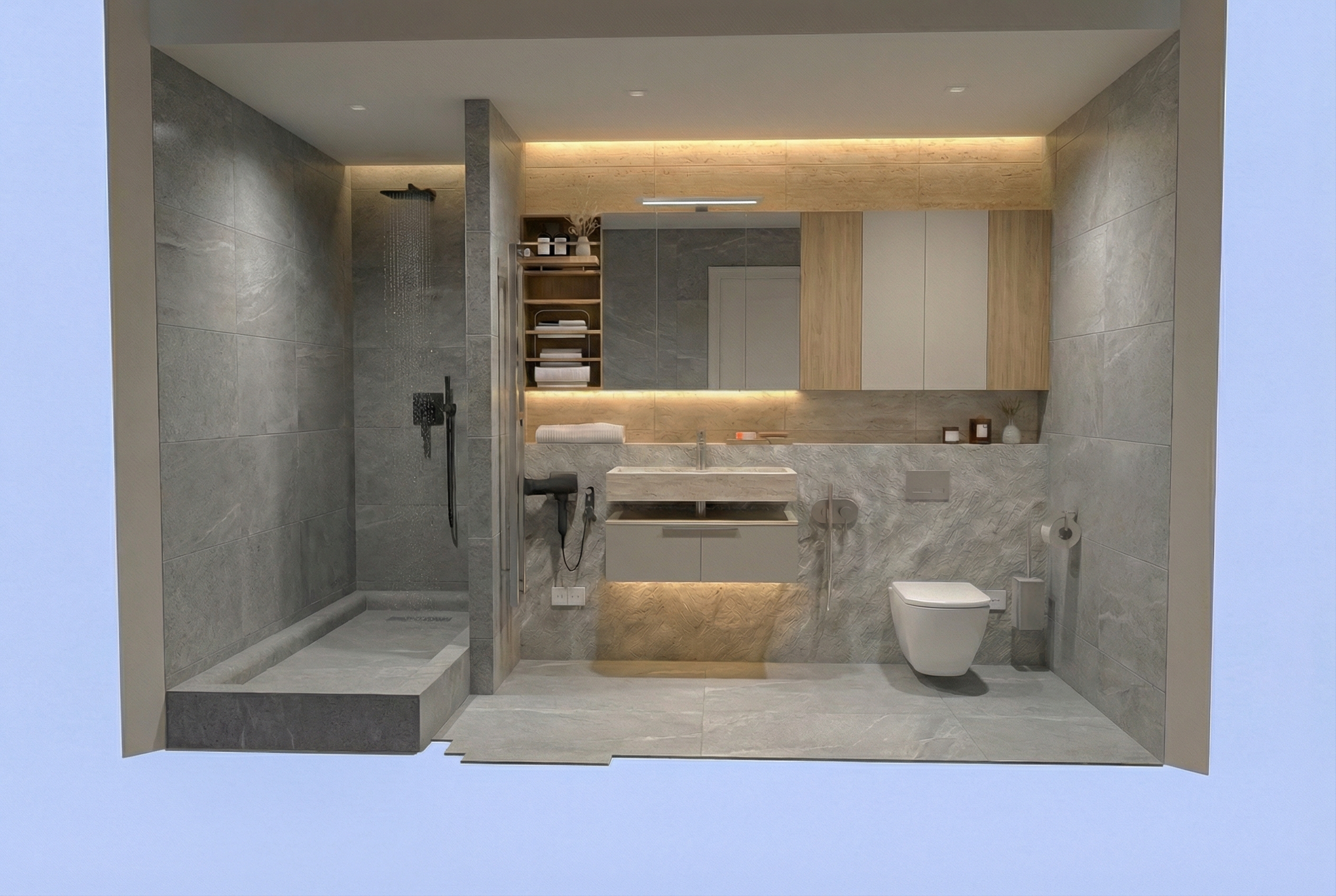 Дизайн ванной в стиле Минимализм — фото интерьера от нейросети RoomGPT