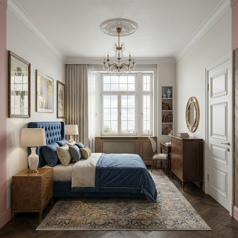 Дизайн спальни в стиле Классика — фото интерьера от нейросети RoomGPT