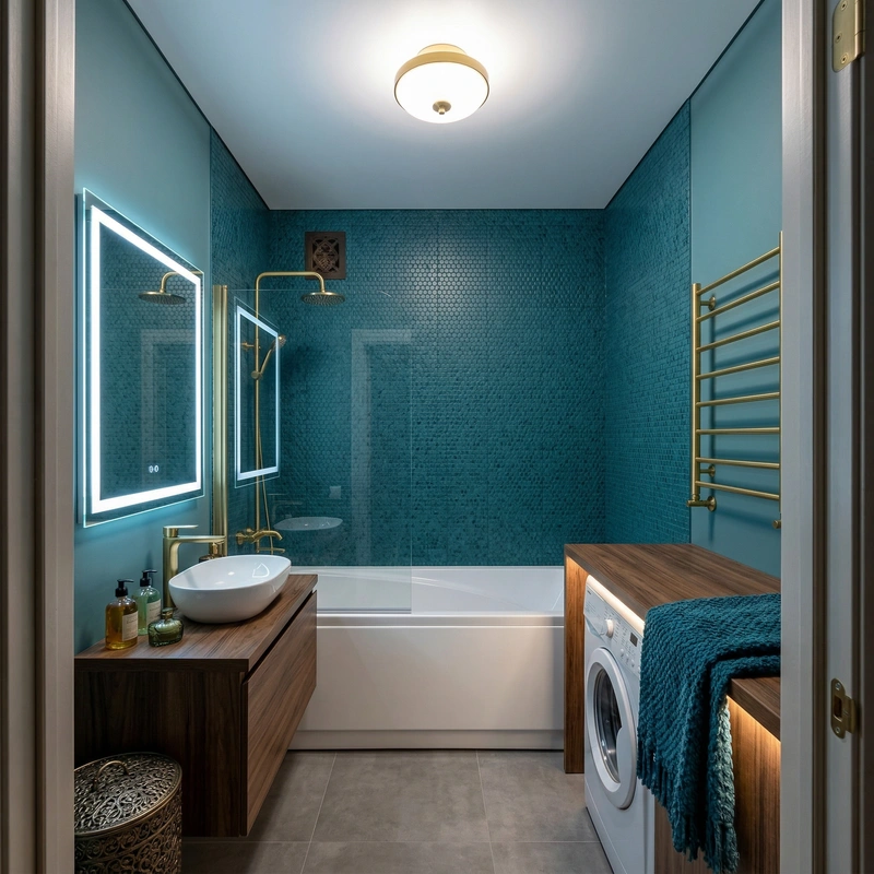 Дизайн интерьера в стиле Эклектика — Ванная от нейросети RoomGPT