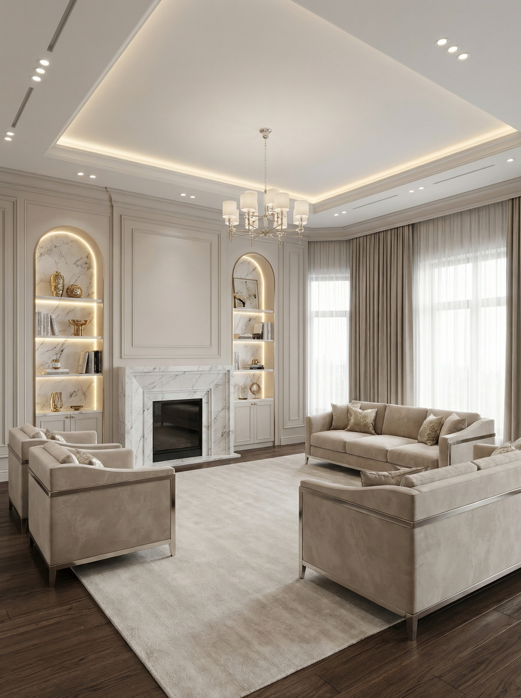 Дизайн гостиной в стиле Классика — фото интерьера от нейросети RoomGPT