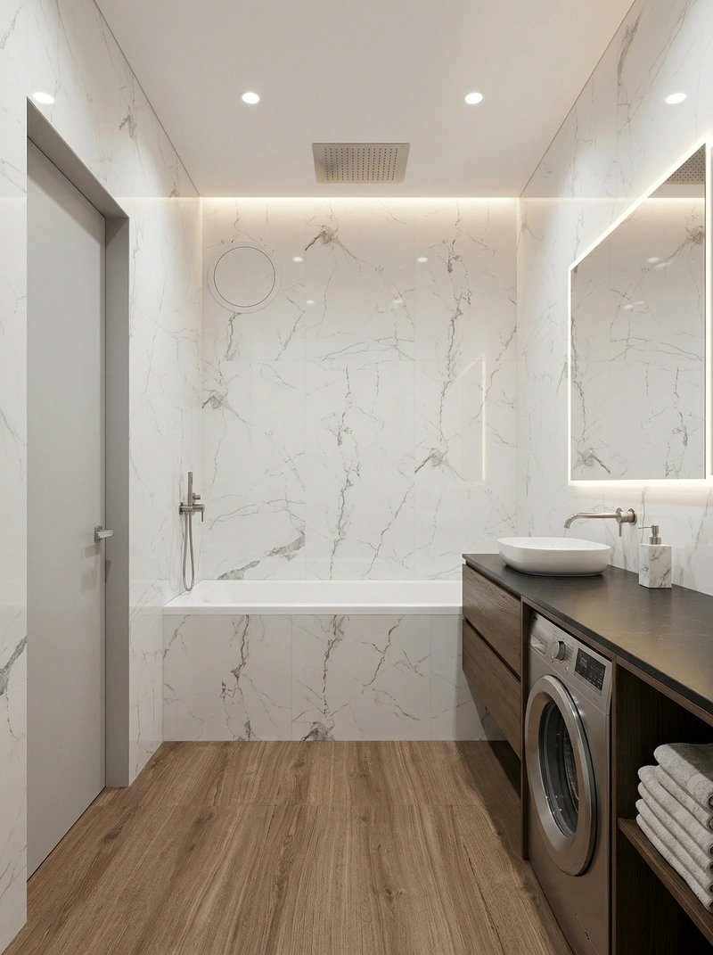 Дизайн ванной в стиле Минимализм — фото интерьера от нейросети RoomGPT