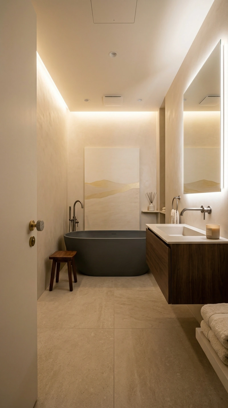 Дизайн ванной в стиле Минимализм — фото интерьера от нейросети RoomGPT