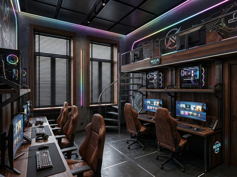 Дизайн гостиной в стиле Блэктэк — фото интерьера от нейросети RoomGPT