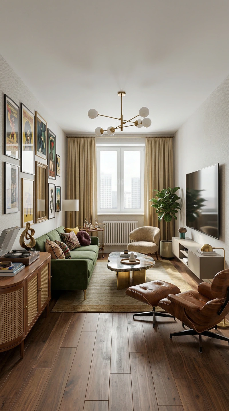 Дизайн гостиной в стиле Эклектика — фото интерьера от нейросети RoomGPT