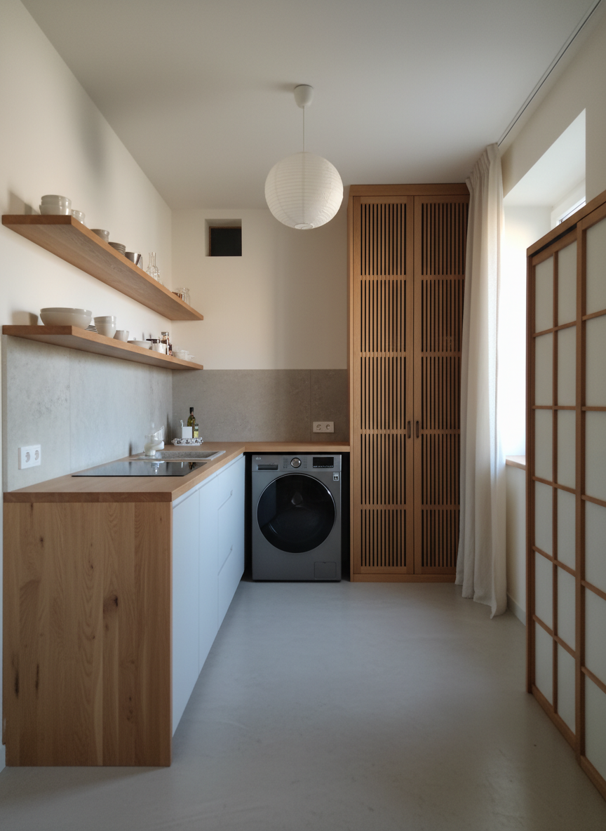 Дизайн гостиной в стиле Japandi — фото интерьера от нейросети RoomGPT