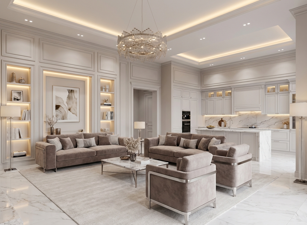 Дизайн гостиной в стиле Классика — фото интерьера от нейросети RoomGPT