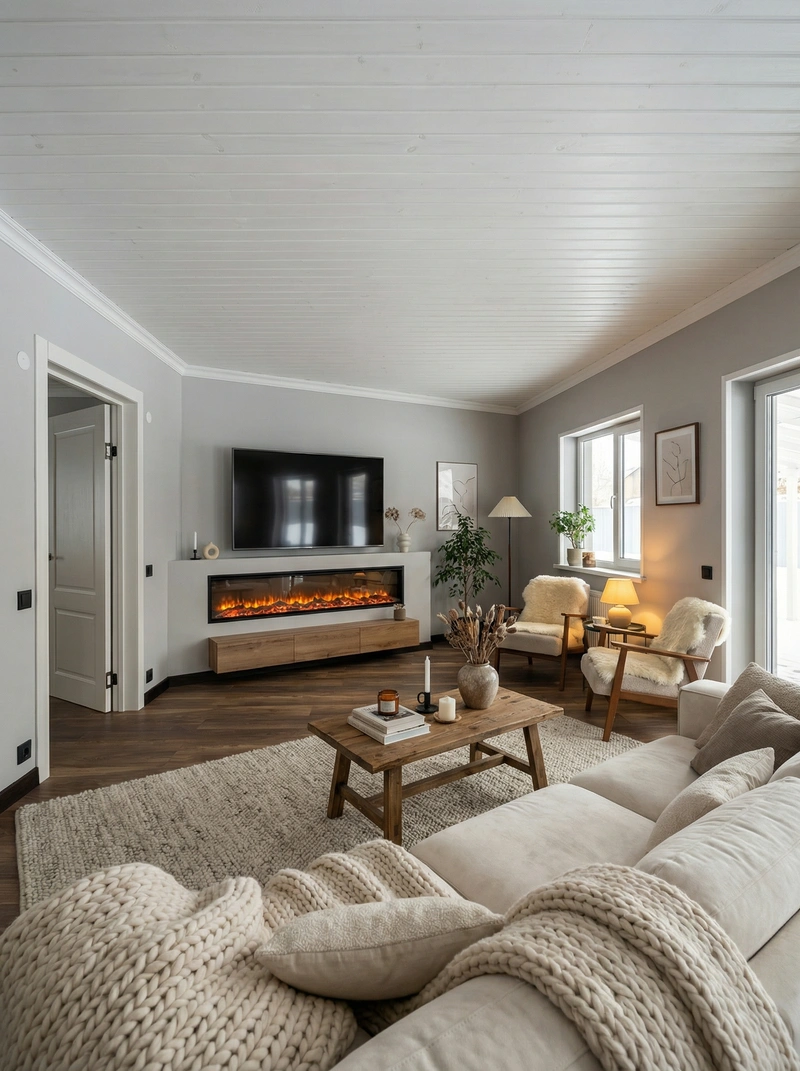 Дизайн интерьера в стиле Хюгге — Гостиная от нейросети RoomGPT