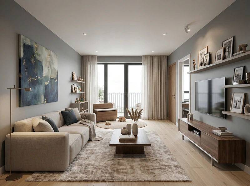 Дизайн гостиной в стиле Контемпорари — фото интерьера от нейросети RoomGPT