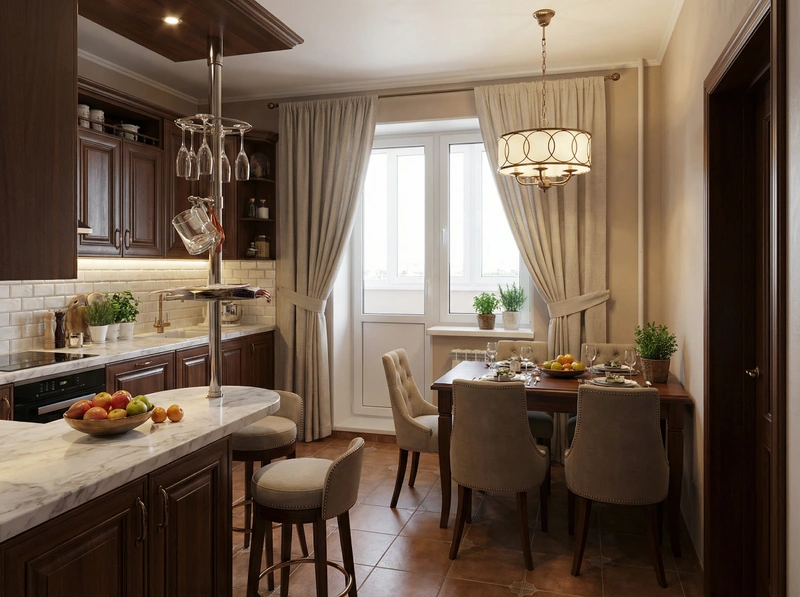 Дизайн интерьера в стиле Классика — Кухня от нейросети RoomGPT