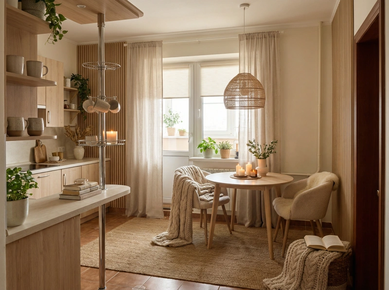 Дизайн интерьера в стиле Хюгге — Кухня от нейросети RoomGPT