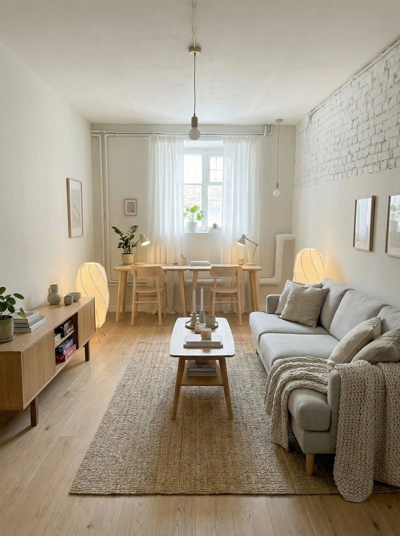 Дизайн интерьера в стиле Хюгге — Гостиная от нейросети RoomGPT