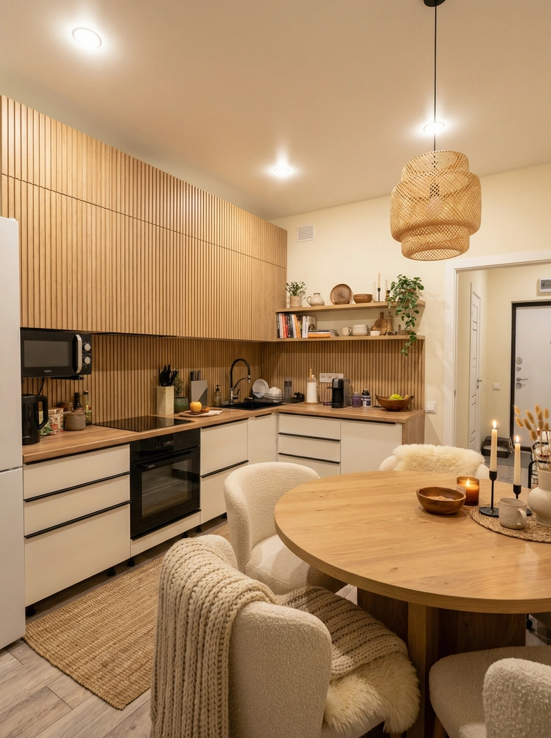 Дизайн интерьера в стиле Хюгге — Кухня от нейросети RoomGPT