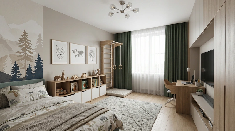 Дизайн интерьера в стиле Сканди — Детская от нейросети RoomGPT