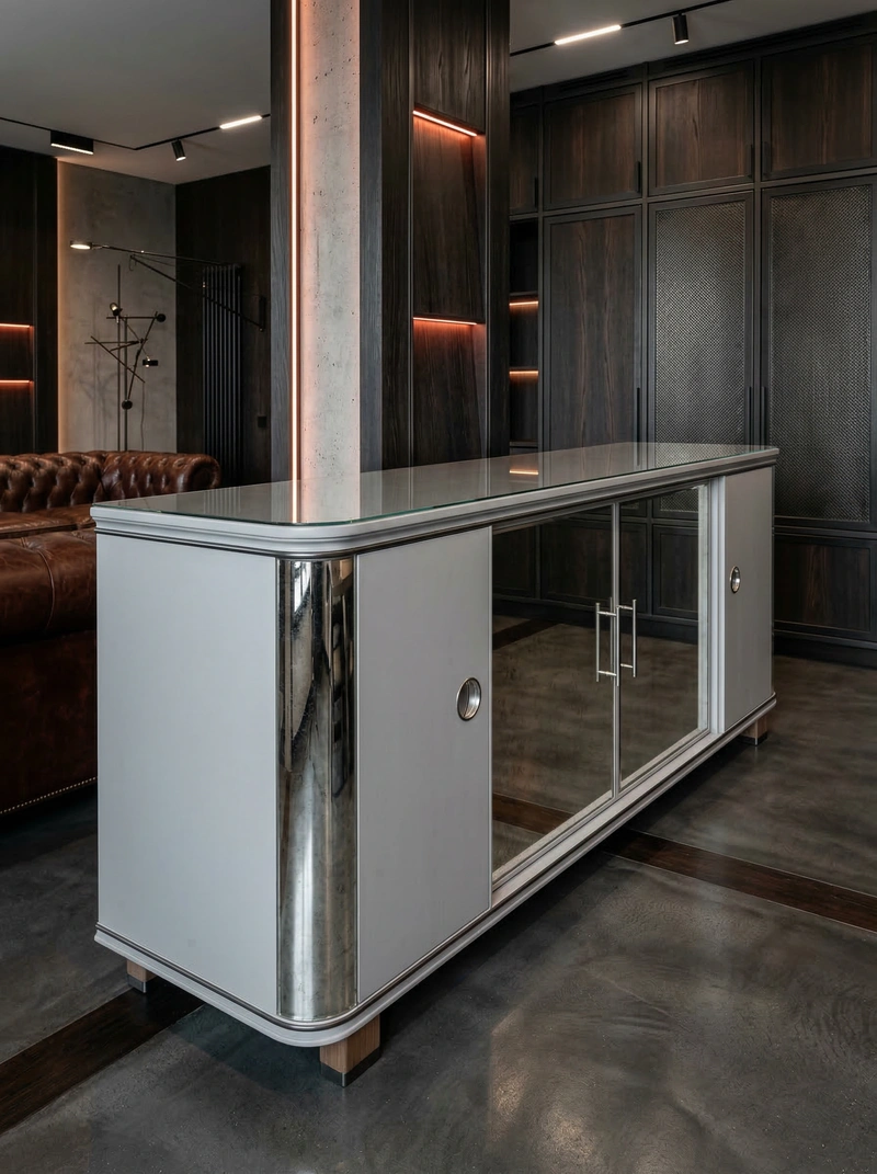 Дизайн гостиной в стиле Блэктэк — фото интерьера от нейросети RoomGPT