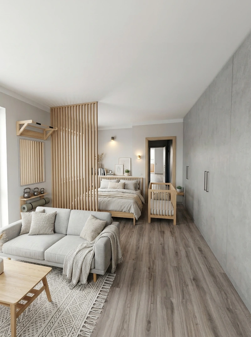 Дизайн спальни в стиле Сканди — фото интерьера от нейросети RoomGPT