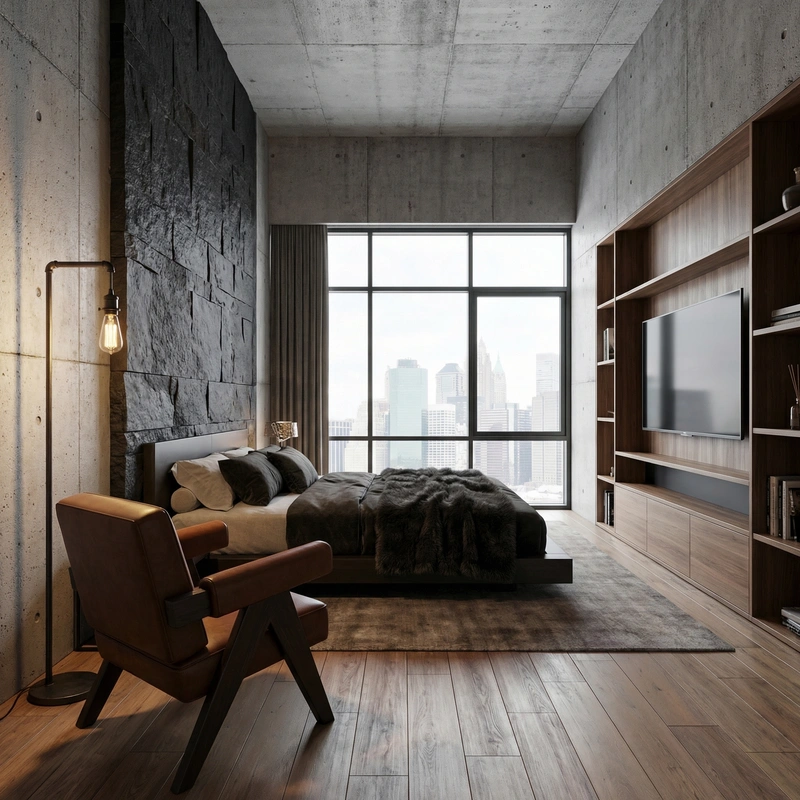 Дизайн интерьера в стиле Лофт — Гостиная от нейросети RoomGPT