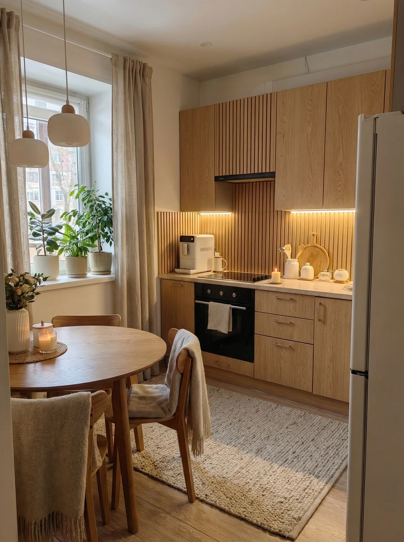 Дизайн интерьера в стиле Хюгге — Кухня от нейросети RoomGPT