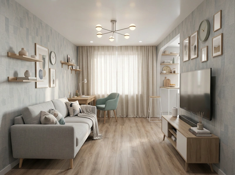 Дизайн интерьера в стиле Сканди — Гостиная от нейросети RoomGPT