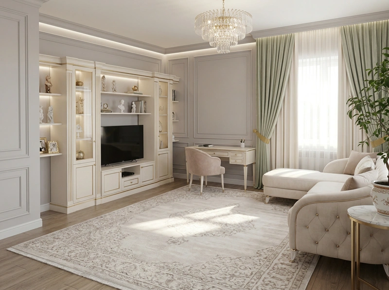 Дизайн гостиной в стиле Неоклассика — фото интерьера от нейросети RoomGPT